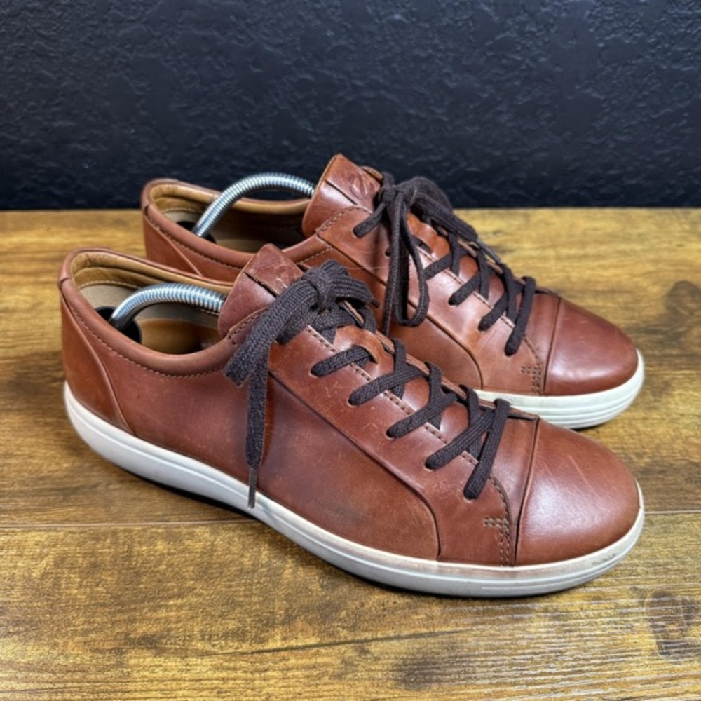 ECCO Soft 7 47036402053 Cognac‎ Brown Leather Fashion Sneaker Mens 43 US 9-9.5